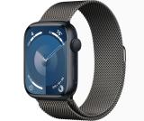 Apple Watch 9 45mm Midnight Black Aluminum Graphite Milanese Loop